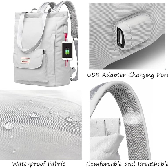 Convertible Tote Backpack Wide Top Water Resistant - Picture 2 of 11